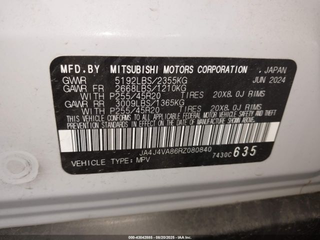 2024 MITSUBISHI OUTLANDER JA4J4VA86RZ080840 Photo 8