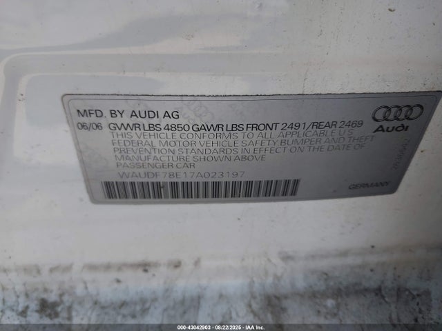 2007 AUDI A4 WAUDF78E17A023197 Photo 8