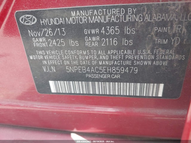 5NPEB4AC5EH859479 Hyundai gamma