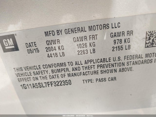Chevrolet lkw 2015 1G11A5SL7FF322350 Image 9