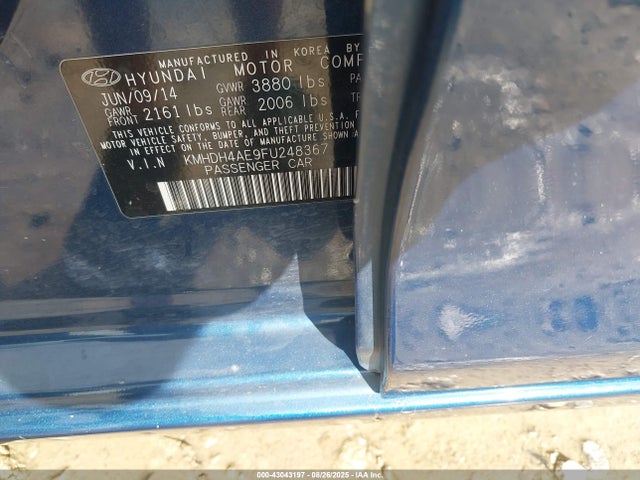 KMHDH4AE9FU248367 Hyundai dohc mpi nu