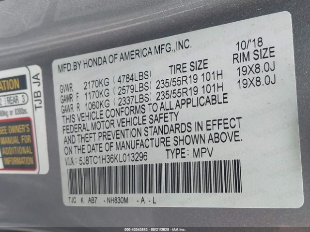 2019 ACURA RDX 5J8TC1H36KL013296 Photo 8