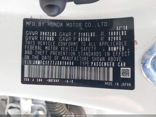 Honda l15b7 2018 JHMFC1F77JX010494 Image 9