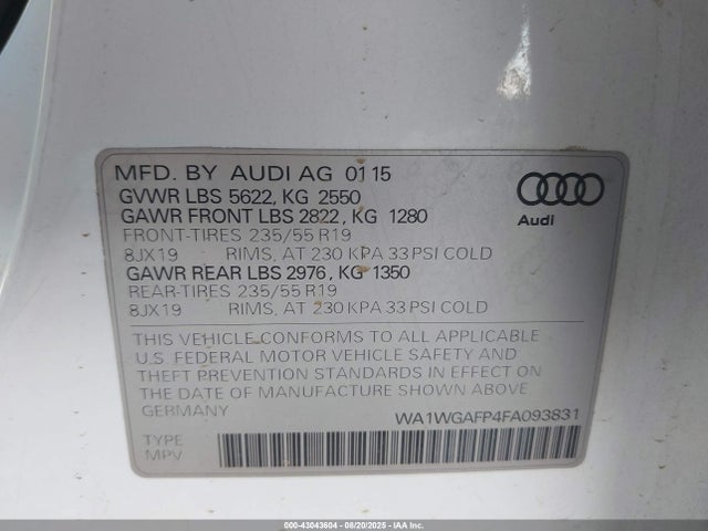 2015 AUDI Q5 WA1WGAFP4FA093831 Photo 8
