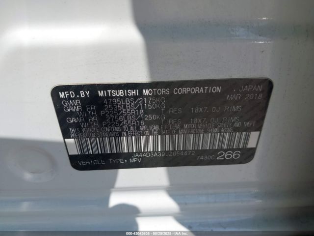 2018 MITSUBISHI OUTLANDER JA4AD3A39JZ054472 Photo 8