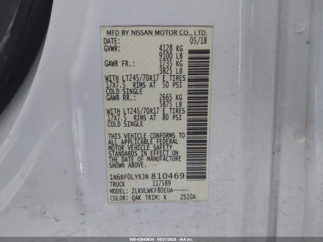 1N6BF0LYXJN810469 Nissan NV