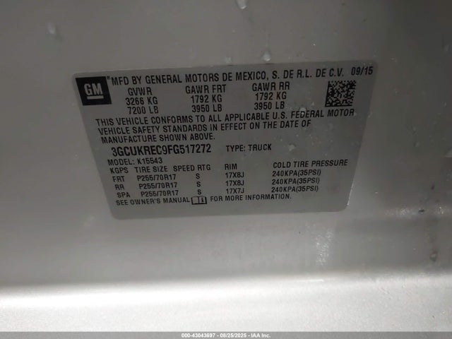 3GCUKREC9FG517272 Chevrolet l83 - vvt, active fuel management, aluminum