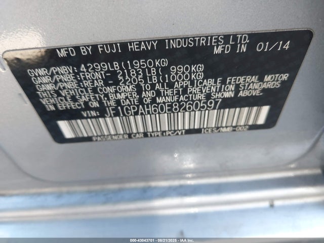 Subaru 2014 2014 JF1GPAH60E8260597 Image 9