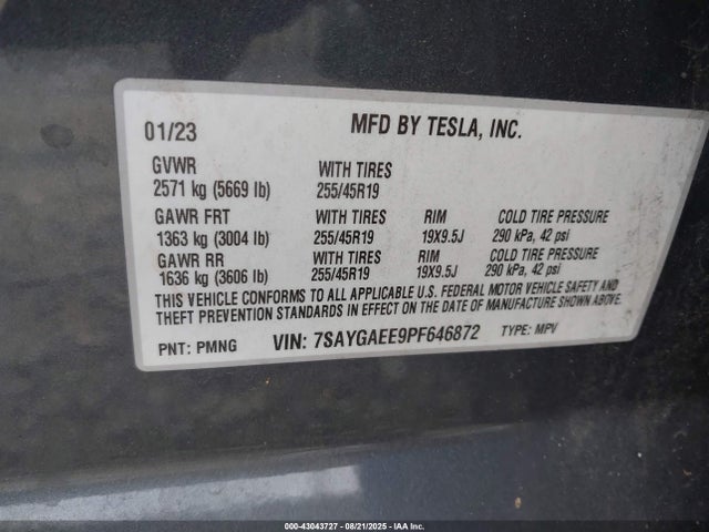 Tesla Model Y 2023 7SAYGAEE9PF646872 Image 8