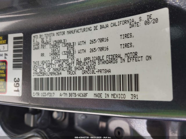 3TMDZ5BN1LM096364 Toyota 2gr-fks