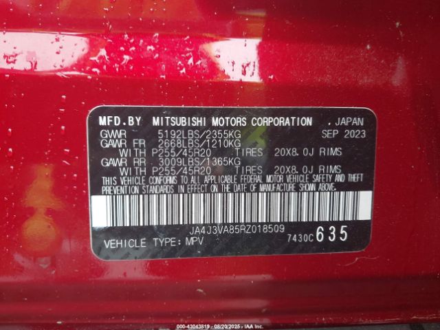 2024 MITSUBISHI OUTLANDER JA4J3VA85RZ018509 Photo 8