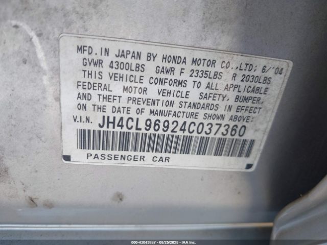 2004 ACURA TSX JH4CL96924C037360 Photo 8