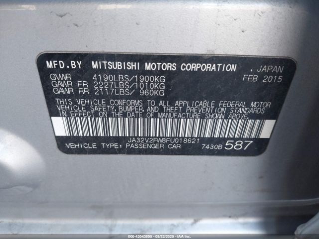 2015 MITSUBISHI LANCER JA32V2FW8FU018621 Photo 8