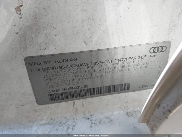 2015 AUDI A4 WAUAFAFLXFN023238 Photo 8