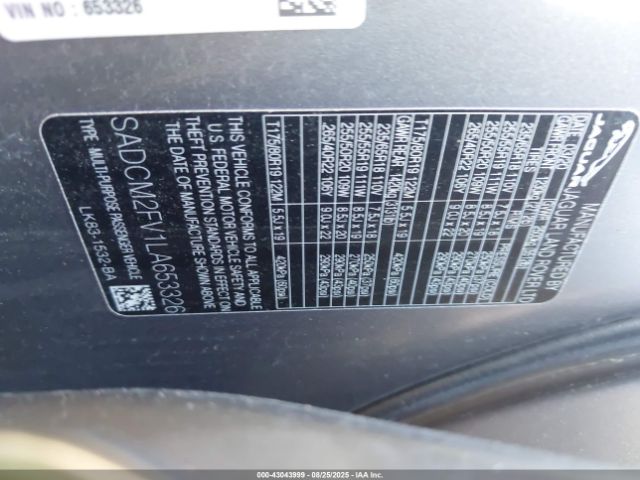 2020 JAGUAR F-PACE SADCM2FV1LA653326 Photo 8