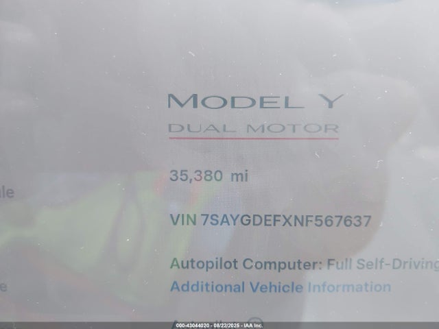 2022 TESLA MODEL Y 7SAYGDEFXNF567637 Photo 6