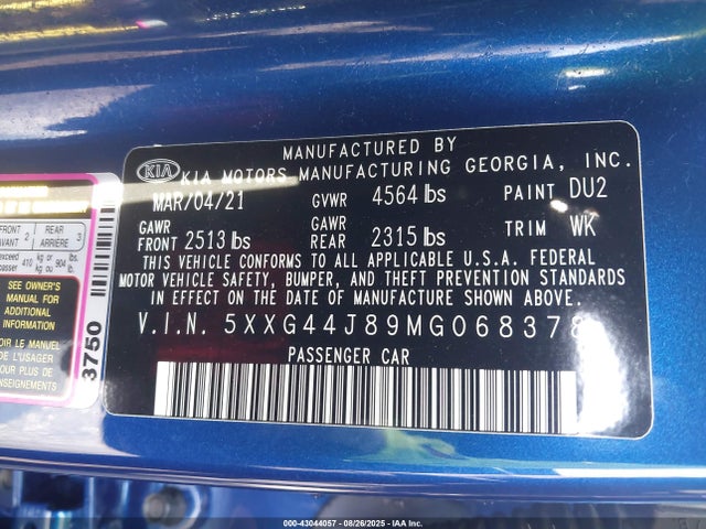5XXG44J89MG068378 KIA t-gdi theta iii