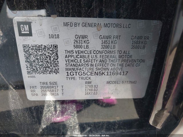 1GTG5CEN5K1169417 GMC lgz - direct injection, variable valve timing, alum, var2, gen 2
