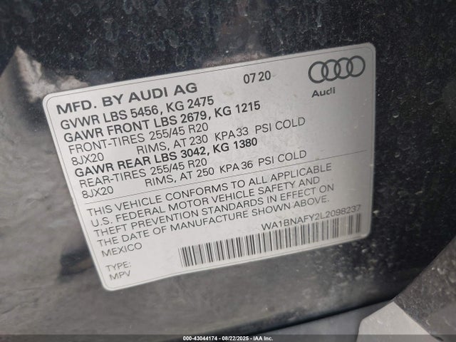 WA1BNAFY2L2098237 Audi Q5