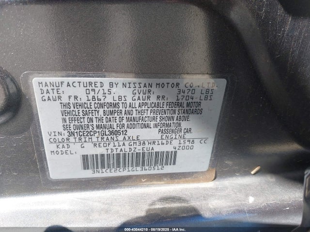 Nissan VERSA NOTE 2016 3N1CE2CP1GL360512 Image 9