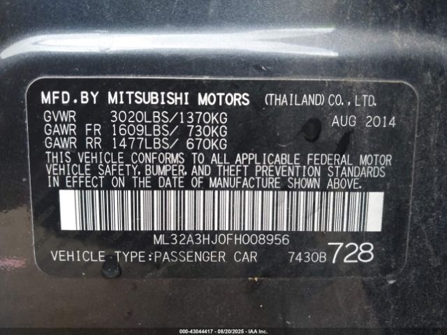 2015 MITSUBISHI MIRAGE ML32A3HJ0FH008956 Photo 8