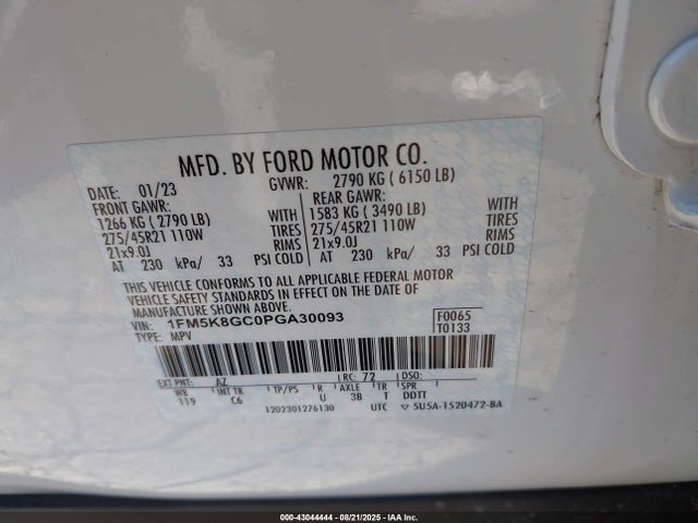 1FM5K8GC0PGA30093 Ford gtdi