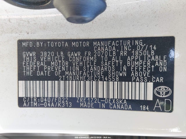 Toyota 2zr-fe 2014 2T1BURHE3EC214558 Image 9