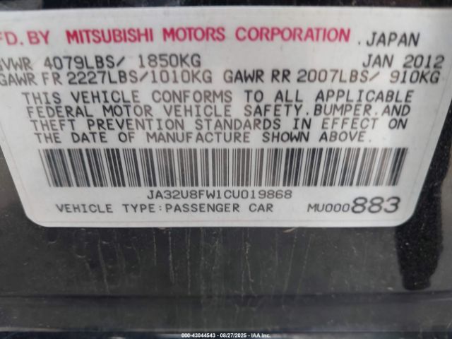 2012 MITSUBISHI LANCER JA32U8FW1CU019868 Photo 8