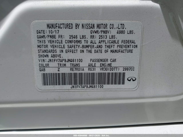 JN1FV7AP9JM461100 Infiniti Q50