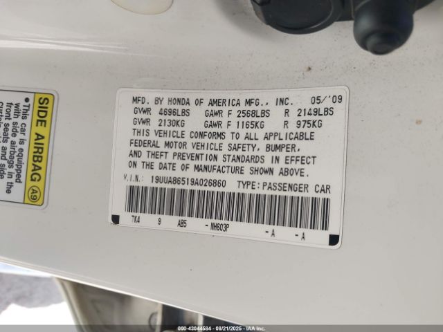2009 ACURA TL 19UUA86519A026860 Photo 8