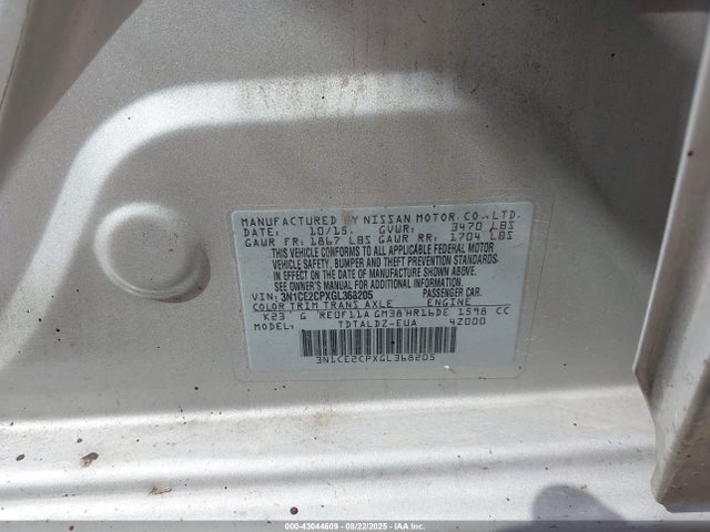 43044609 :رقم المزاد ، 3N1CE2CPXGL368205 vin ، 2016 Nissan Versa Note S (sr)/s Plus/sl/sr/sv مزاد بيع