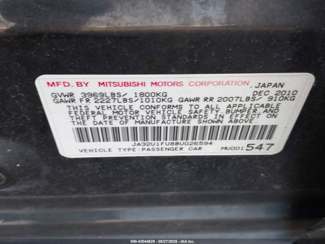 2011 MITSUBISHI LANCER JA32U1FU8BU026594 Photo 8