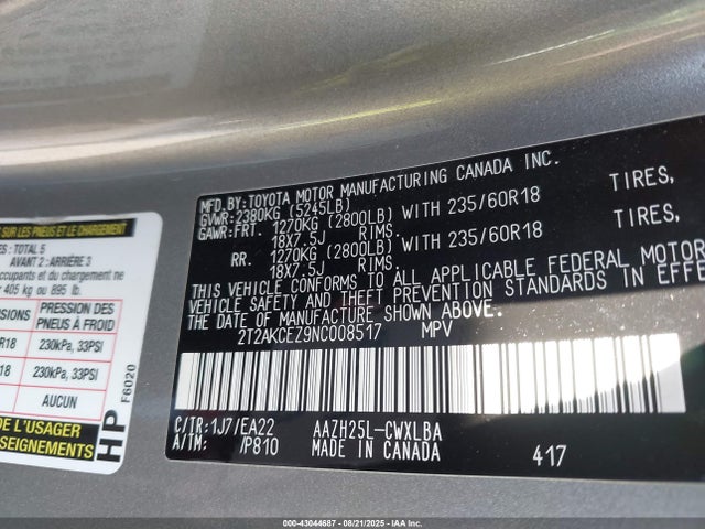 Lexus a25a-fxs, 5nm+4nm 2022 2T2AKCEZ9NC008517 Image 9