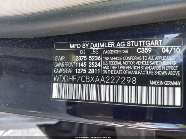 2010 MERCEDES-BENZ E 550 WDDHF7CBXAA227298 Photo 8