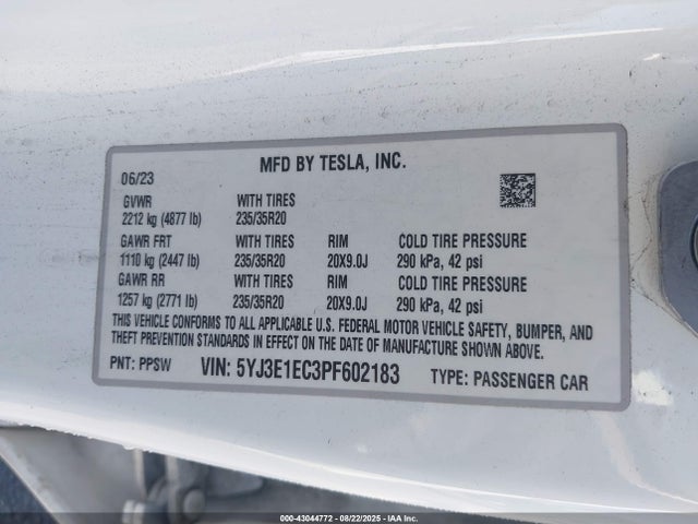 2023 TESLA MODEL 3 5YJ3E1EC3PF602183 Photo 8