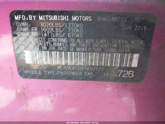 2015 MITSUBISHI MIRAGE ML32A3HJ4FH052572 Photo 8