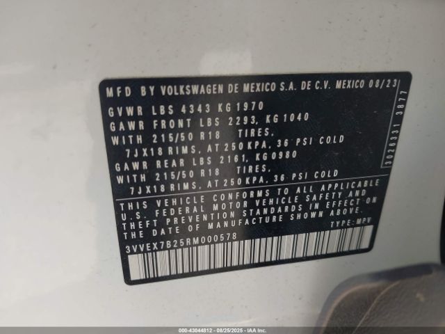 2024 VOLKSWAGEN TAOS 3VVEX7B25RM000578 Photo 8