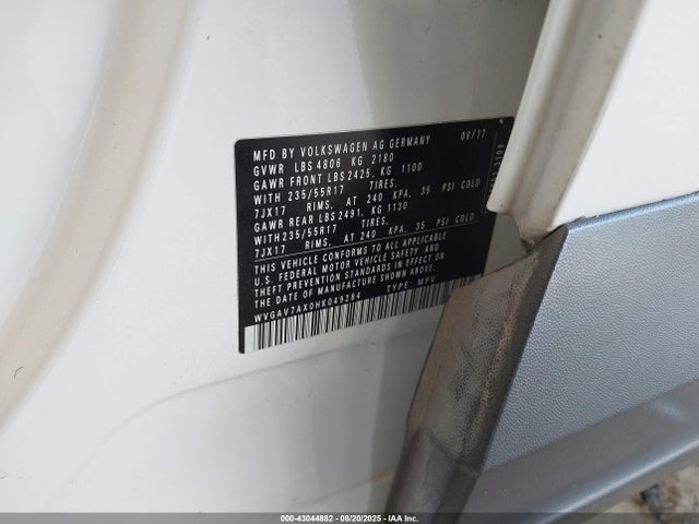 WVGAV7AX0HK049284 Volkswagen 2.0 tsi