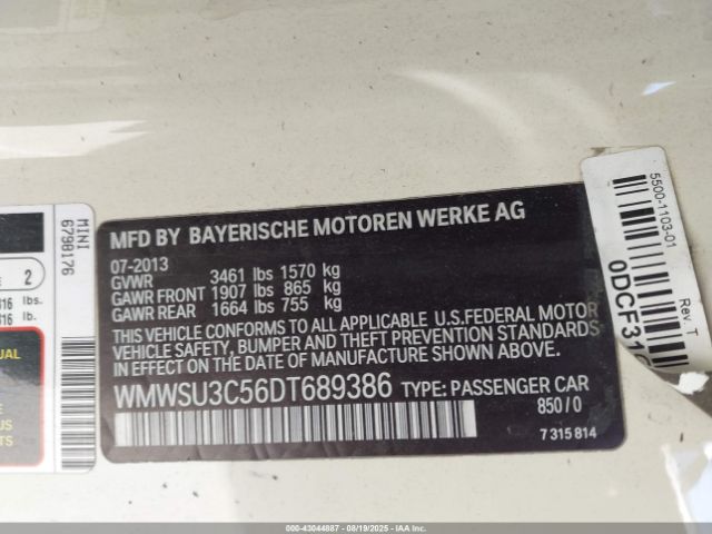 2013 MINI HARDTOP WMWSU3C56DT689386 Photo 8