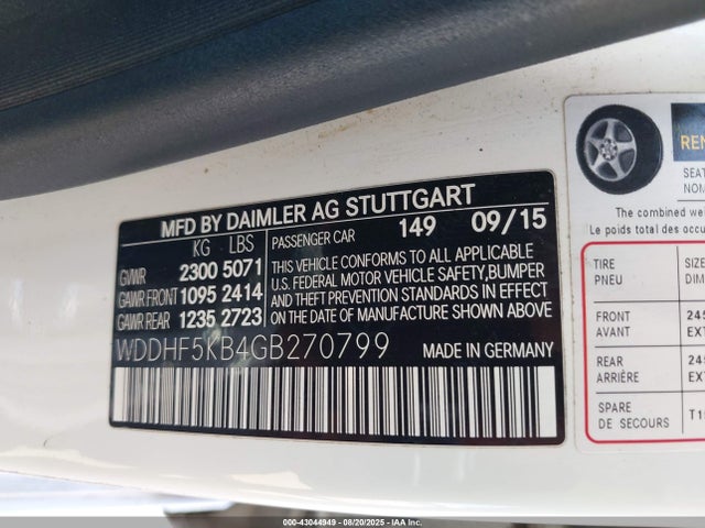 WDDHF5KB4GB270799 Mercedes-Benz E-Class
