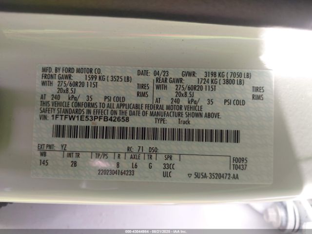 2023 FORD F-150 1FTFW1E53PFB42658 Photo 8