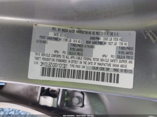 3MYDLBZV2GY101321 Scion p5v