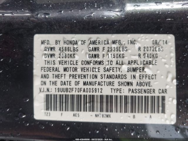 2015 ACURA TLX 19UUB2F70FA005912 Photo 8