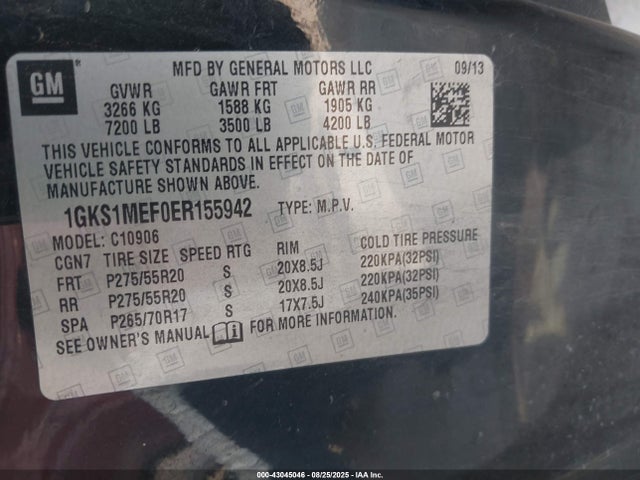 1GKS1MEF0ER155942 GMC l94 - flex fuel(gas/alc), alum cylinder deactivation