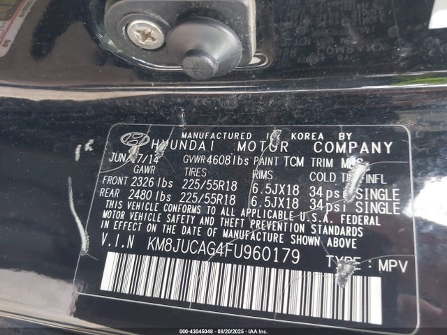 KM8JUCAG4FU960179 Hyundai dohc gdi theta ii