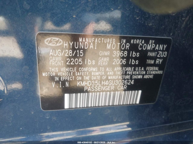 KMHD35LH4GU302624 Hyundai dohc gdi nu