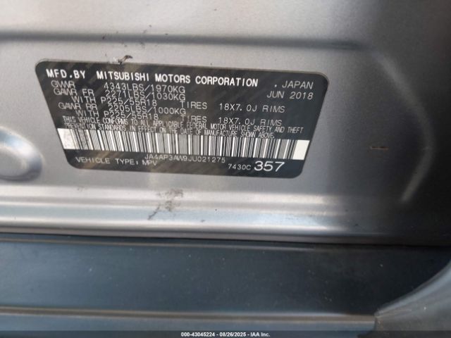 2018 MITSUBISHI OUTLANDER SPORT JA4AP3AW9JU021275 Photo 8