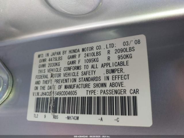 2009 ACURA TSX JH4CU26649C004605 Photo 8