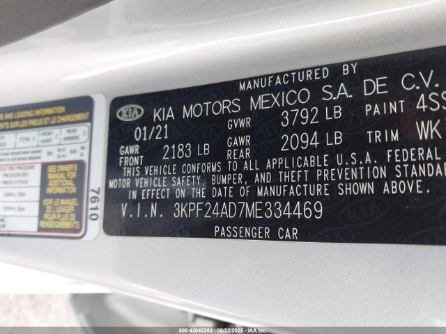 KIA mpi nu 2021 3KPF24AD7ME334469 Image 9