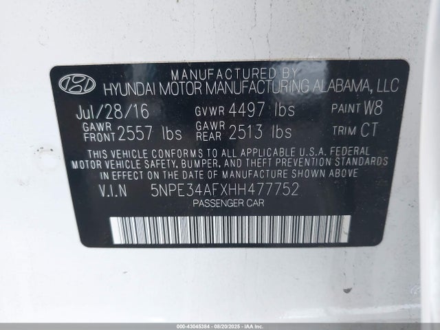 Hyundai Sonata 2017 5NPE34AFXHH477752 Image 9